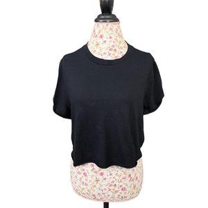 Black top shop cropped tshirt with rolled sleeves labeled size 12 but can fit a